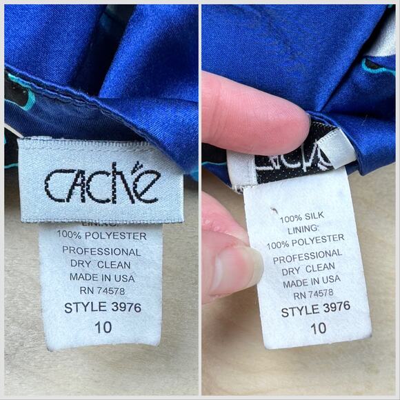 Vintage 1990s Blue and Black Abstract Animal Print Silk Backless Halter Dress - Picture 5 of 7